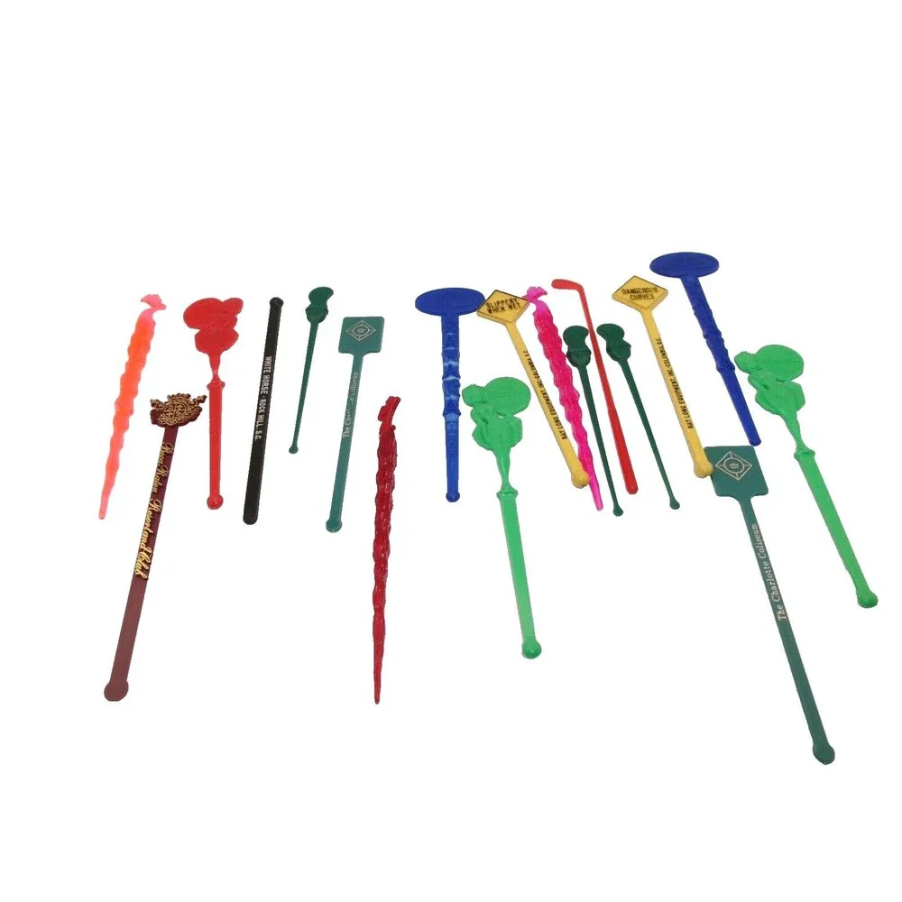 Vtg Lot of 18 Swizzle Sticks Mixed Harrahs Boca Raton Resort Seagrams Sahara +